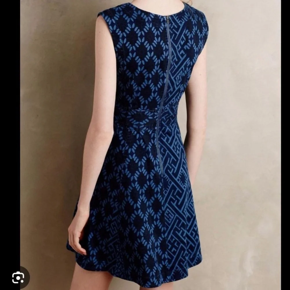 Anthropologie Plenty by Tracy Reese Navy Geometric Mini Dress - Picture 2 of 7